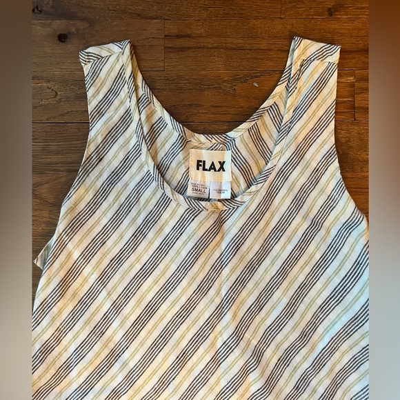 Flax linen stripped asymmetrical sleeveless dress size small - Picture 3 of 5